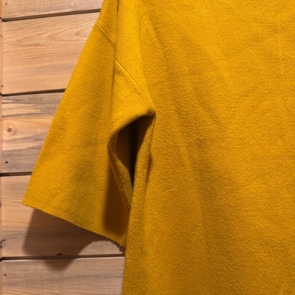 WILD PONY Mustard Yellow Mod Mock Neck 3/4 Sleeve Dress Sz S Twiggy Retro MCM - Picture 3 of 7